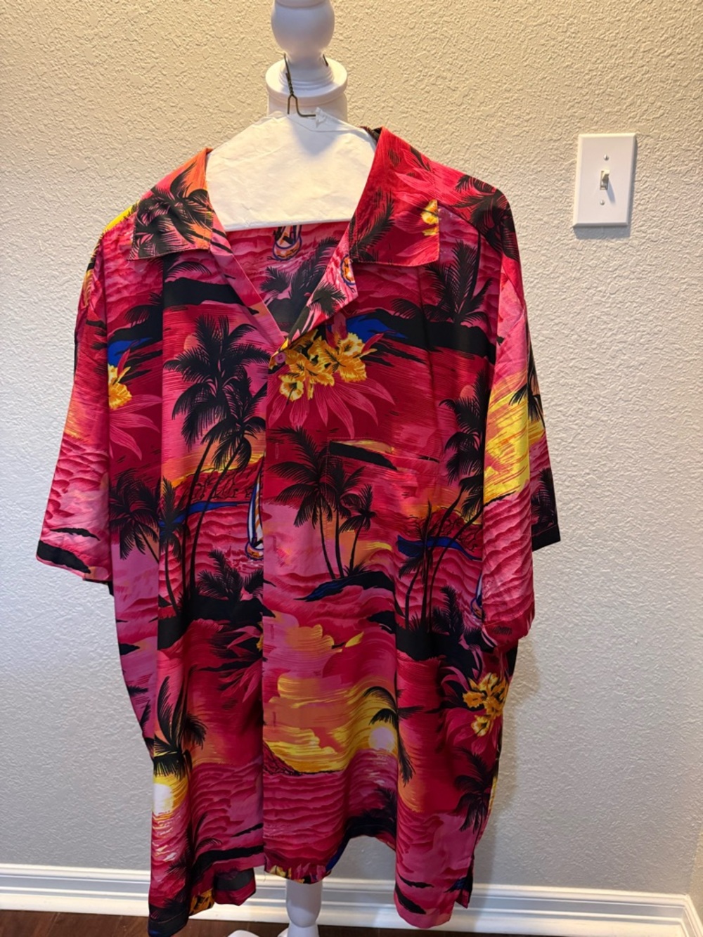 Men's Tropical Pink Hawaiian Shirt - Floral Camp Collar